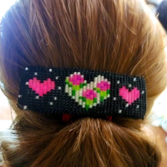 Hand Crafted Accessories - Beaded Barrette-Hair Clip-Handmade Beaded Barrette